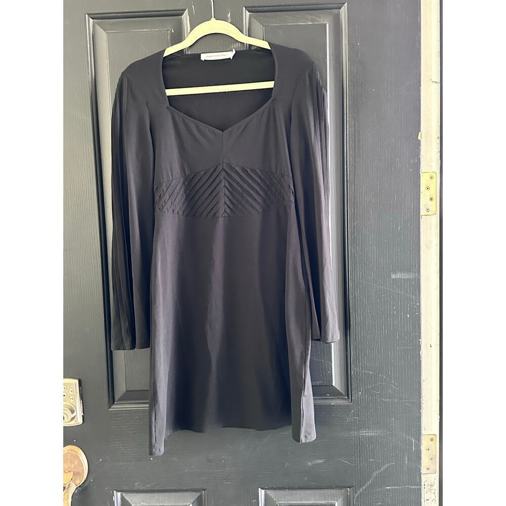 Anne Fontaine Women's Black Pima Cotton Stretch Pleated A-line Dress Size 42